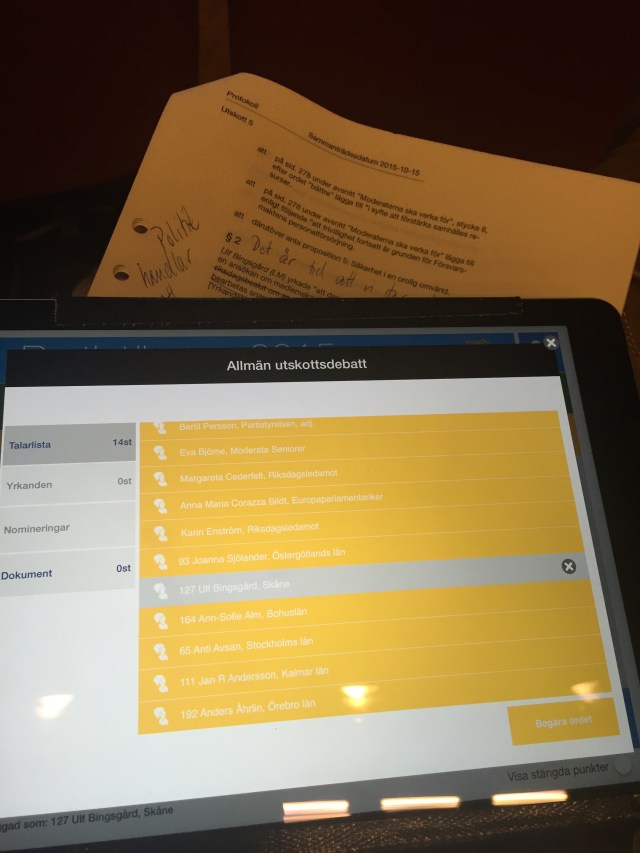 På talarlistan i debatten om vårt försvar och vår omvärld