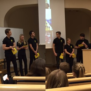 Nästan hela Go Safe UF under presentationen av delårsrapporten för företaget