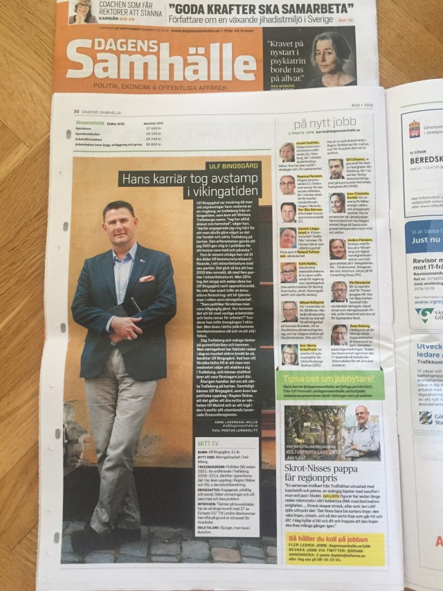 Reportage i Dagens Samhälle om mitt nya liv .. eller i alla fall min nya tjänst.