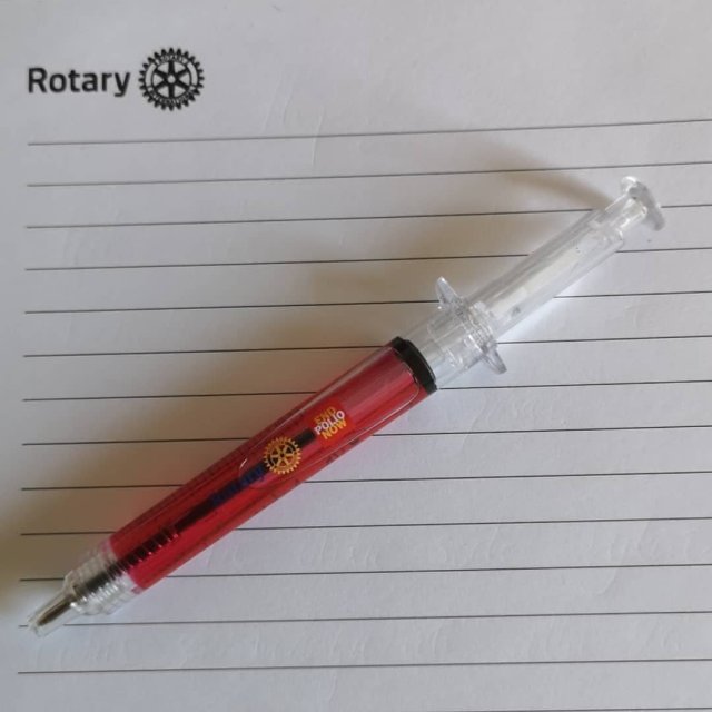 Pennan som ser ut som en spruta i kampen End Polio Now